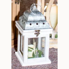 White Wood & Metal Lanterns